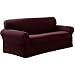 MAYTEX Pixel Ultra Soft Stretch 2 Piece Sofa Furniture Cover Slipcover, Wine Red