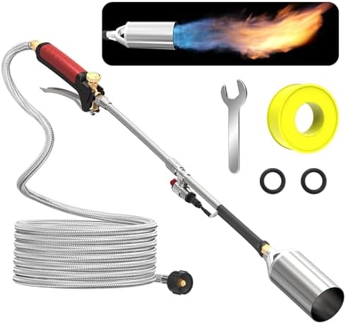 Propane Torch Weed Burner Kit,High Output 1,800,000 BTU With Storage Bag And 10ft Hose Heavy Duty Blow Torch Flamethrower With Turbo Trigger For Flame Weeding Roof Asphalt Ice Snow Road Marking Propane Torch Weed Burner Kit,High Output 1,800,000 BTU With Storage Bag And 10ft Hose Heavy Duty Blow Torch Flamethrower With Turbo Trigger For Flame Weeding Roof Asphalt Ice Snow Road Marking