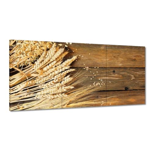  Quadro stampato su tela Wall Art Decor 240x120cm Diversi campi di grano su tavole di legno No. H10730M_PC3BG