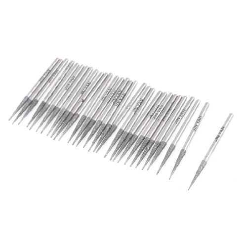 Aexit 30 Pcs Abrasive Wheels & Discs 3mm Tapered Nose Alloy Shank Diamond Mounted Point Flap Wheels Buffing Bits