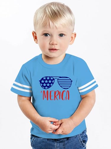 Image of Ithalt Toddler Boys Girls American Flag Shirts 4th of July Tshirt Kids USA Patriotic Tee Independence Day Outfit(3-7y)