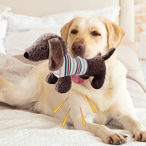 Quietschende Hundespielzeug, Dackel -Plüsch -Haustierspielzeug Mit Klang, Interaktives Hundepuzzlespielzeug, Hundespielzeug Dackel - Stressabbau Für Hunde I Zahnpflege Für Welpen, Mittelgroß & Große