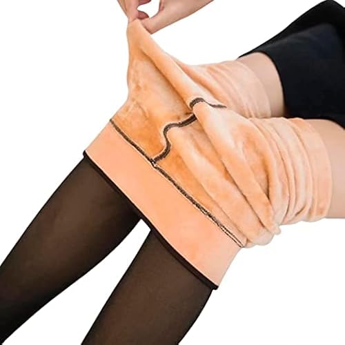 Meia Calça Térmica Translucida Feminina Peluciada Grossa Fio 220 c/Pé Plus Size Slim (Único - veste