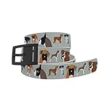 C4 Design Belt - Boxer Dog Belt with Black Buckle - Fashion Waist Belt for Women and Men