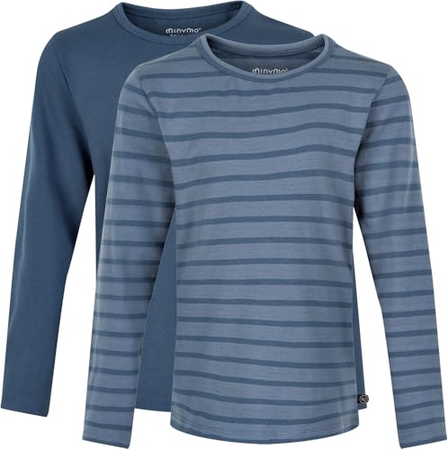 MINYMO Jungen Basic 34 -T-Shirt Ls (2-Pack), New Navy, 104 EU