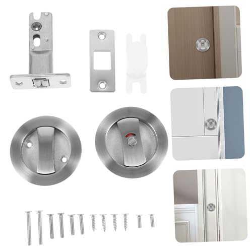 Cerradura de bolsillo para puerta corredera POPETPOP, pestillo de privacidad, níquel satinado, para baños, seguridad, uso interior miniatura 3
