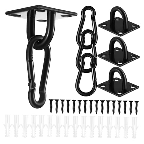 Unomor 4 Sets Door Buckle Set Metal u Bracket Hooks and Eyes Hooks U Hooks for Hanging Ceiling Hooks Brick Hooks Anchor Hooks Metal Hooks Heavy Duty Eye Hooks Stainless Steel Black