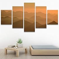 SIGNWIN 5 Panel Canvas Wall Art Orange Sunset for Home Decorations Ready to Hang - 60