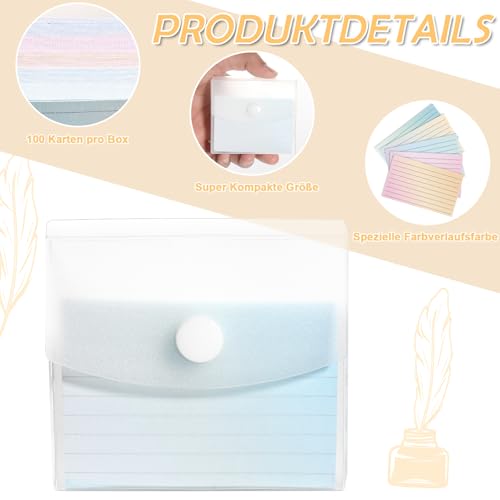 300 Blätter Karteikarten liniert A8 mit Box Farbverlauf Lernbox 3 Farbig