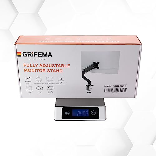 GRIFEMA GB2003-1, Monitor Halterung für 13-32 Zoll, Monitor Arm mit Gasfeder Höhenverstellbar, Einzelner Bildschirm Ständer 360° Drehbar Schwenkbar Neigbar, VESA 75x75/100x100 mm, bis 9 kg, Schwarz