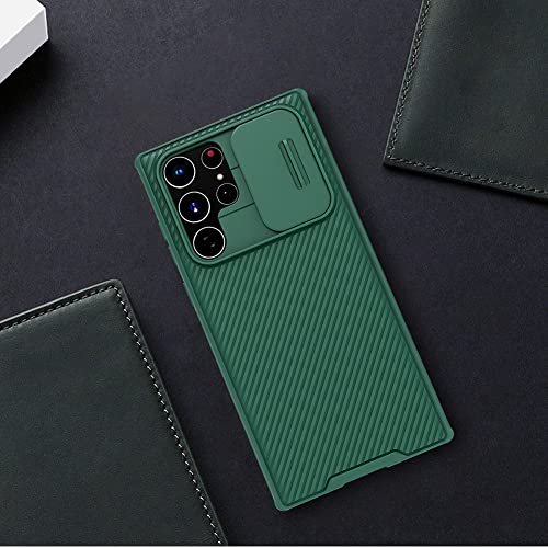Image of Galaxy S22 Ultra Case with Camera Cover,S22 Ultra Slim Fit Thin Polycarbonate Protective Shockproof Cover with Slide Camera Cover, Upgraded Case for Samsung Galaxy S22 Ultra (Green)