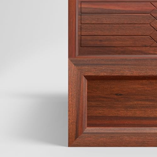 Image of Interio by Godrej Bed, Crisscross King Size Solid Wood Bed with Box Storage, 1-Year Warranty, Dark Brown, Acacia Wood