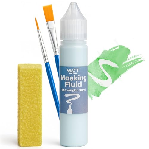 INNOVAYOU Blue Masking Fluid for Watercolor Painting 30ml Fast-Drying Easy Peel Prevent Staining Reserve Paper Highlights