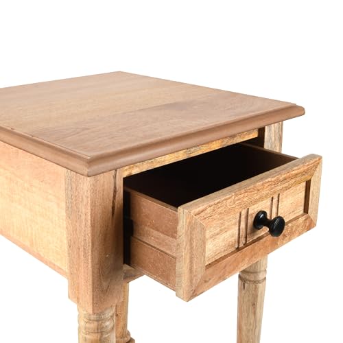 Image of Decor Therapy Simplify 1-Drawer Accent Table, Sturdy Narrow End Table, 28 inch x 14 inch x 14 inch - Natural