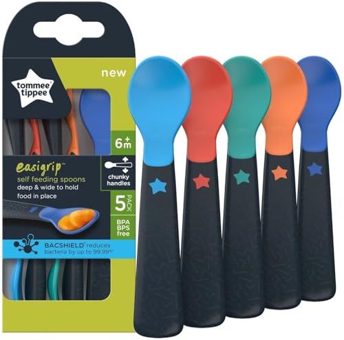 Tommee Tippee  Esslernlöffel Easigrip, griffiges Design, ab 6 Monaten, mehrfarbig 72 g, 5er Pack
