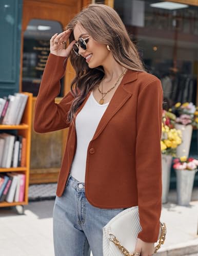 Image of GRACE KARIN Women Sweater Blazer Casual Work Croppped Cardigan Lightweight Button Front Short Knit Blazer Jacket S-XXL