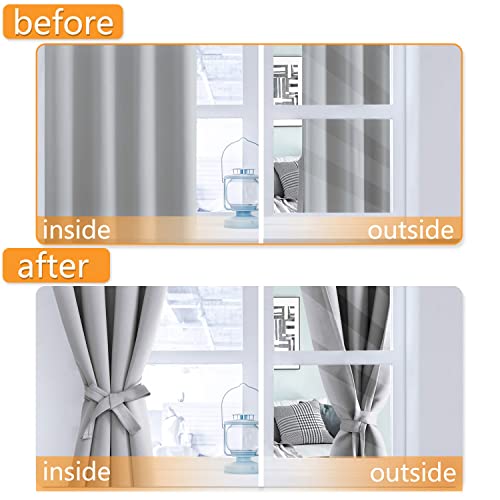 Hiasan Blackout Curtains For Bedroom, 60 X 84 Inches Long - Thermal Insulated & Light Blocking Window Curtains For Living Room, 2 Drape Panels Sewn With Tiebacks, Silver Grey #TOP4