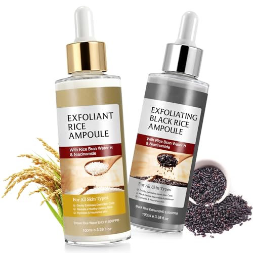 Peel Shot Glow Rice Ampoule Duo Feuchtigkeitsspendende Sanfte Entfernung von abgestorbenen Hautzellen und Mitessern Rice Peel Shot für alle Hauttypen koreanische Hautpflege (White+Black)