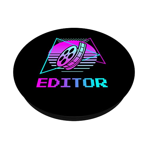 Retro Editor Video Edit Editing PopSockets Swappable PopGrip, Black - Image 2