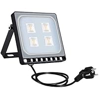 Proyector Led exterior 20W, Sararoom 1600LM Super Brillante Focos Led Exterior con enchufe 3000K Blanco Cálido LED Floodligt IP65 Impermeable Foco LED Luz de Seguridad para Garaje Patio Terraza Jardín