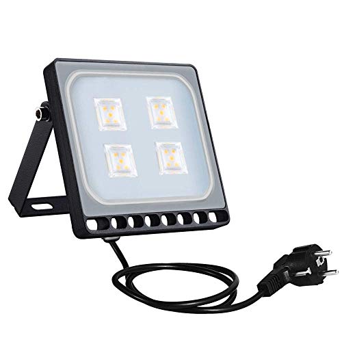Sararoom 20W Projecteur LED Extérieur avec prise - IP65 Imperméable Spot LED Extérieur 2000LM 3000K Blanc Chaud Lampe Floodlight Idéal pour Jardin Garage Couloir Cour Terrasse Square éclairage