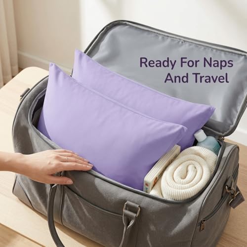 Image of 2-Pack Toddler Travel Pillowcases -100% Soft Microfiber, Breathable and Hypoallergenic - 14 inch by 20 inch Kids Pillowcases fits Pillows 14x19, 13x18 or 12x16, Solid Purple