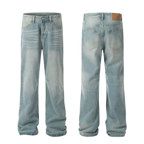 Jeans Pants Trousers Denim Street Trendy Straight Leg Washed Light Blue Retro Loose Casual Commuter for Men4