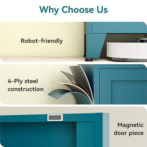 Image of 67 inch Tall Storage Cabinet with Reversible Doors and Adjustable Shelves,Metal Slim Freestanding Cabinet for Bathroom Kitchen Garage Small Spaces,Blue,5-Tier 1 Pack