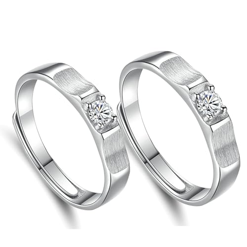 Ensemble d'alliances pour couple argent 925 oxyde de zirconium bague mariage