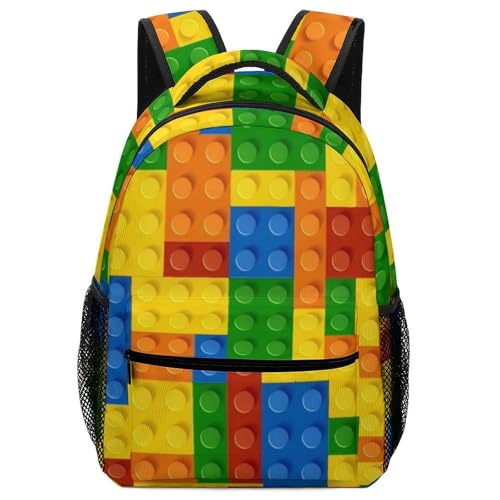 Kids Colorful Building Blocks Bricks Backpack Multifunctional Casual Daypack For College School Bookbag Travel Outwork