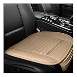 Sun Walker Car Seat Bottom Cover, Anti-Slip Leather Auto Front Seat Cushion with Storage Pockets, Breathable Bottom Seats Protective Cover for Sedan SUV Truck, Car Accessories (Beige)