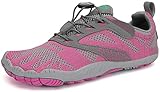 SAGUARO Barfußschuhe Damen Outdoor Fitnessschuhe Frauen Barfuß Laufschuhe Walkingschuhe Traillaufschuhe Straßenlaufschue rutschfest Zehenschuhe St.5 Pink 40