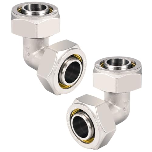 4 PCS Air Line Fittings 3/4" Elbow Air Piping Fittings for Shop Garage Compressed Air line System Kit Brass-Nickel Plated, 200PSI by VegiVector - Used condition - US$26.61