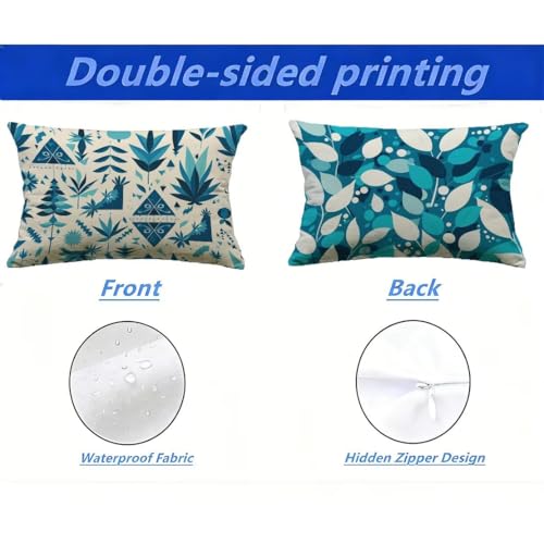 Housse de Coussin Décorative pour Mobilier de Jardin Turquoise Style Nature - 3
