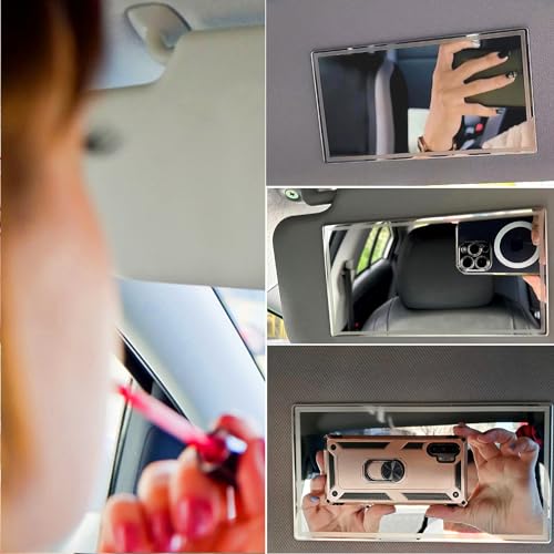 Auto Sonnenblende HD Make-up Spiegel,Tragbarer selbstklebender Sitzrückenspiegel aus Edelstahl,Universeller Auto-Innen-Kosmetikspiegel