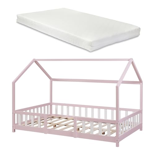 [en.casa] Letto a Casetta per Cameretta con Materasso 120x200 cm