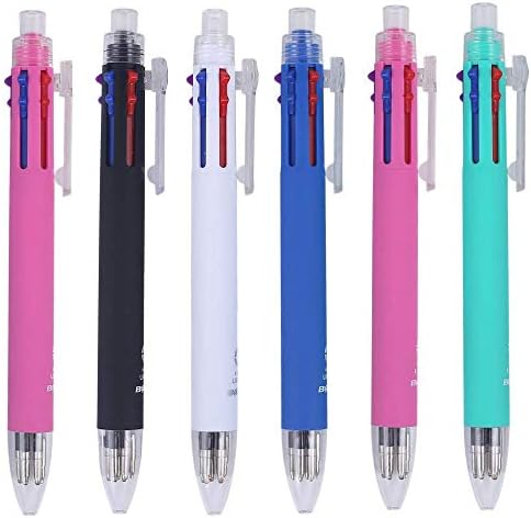 Ipienlee 5 + 1 Multifunctional Pens 5 Color 0.7 mm Ballpoint Multi Pen and 0.5 mm Mechanical Pencil in One Pen, Pack of 6