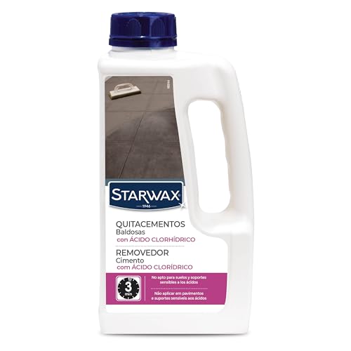 STARWAX - Decapante de Lechada de Cemento - Elimina los restos de cemento, óxido y depósitos de cal - Uso interior y exterior - Fórmula concentrada - 1l - 15 a 20m²