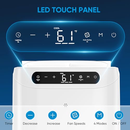 Image of 12000 BTU Portable Air Conditioners for Room Cooling up to 500 Sq. Ft, 3-IN-1 Quiet Portable AC Unit with Dehumidifier Fan, Remote Control, Smart Sleep Mode, 24H Timer, Windows Kit Included