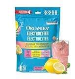 Organika Canadian-Made Electrolytes Powder- Pink Lemonade Sachets- On the Go Sugar Free Hydration and Electrolyte Replenishment with Prebiotics and Vitamin C 3.5g x 20ct