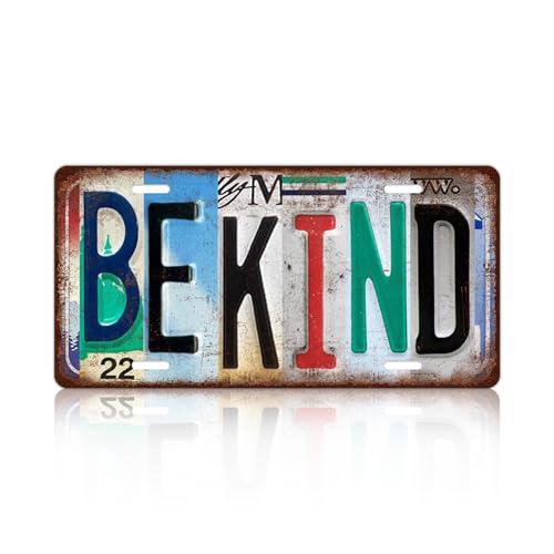 Vintage Be Kind Metal Tin Sign License Plate Wall Decor 12 x 6 Inches