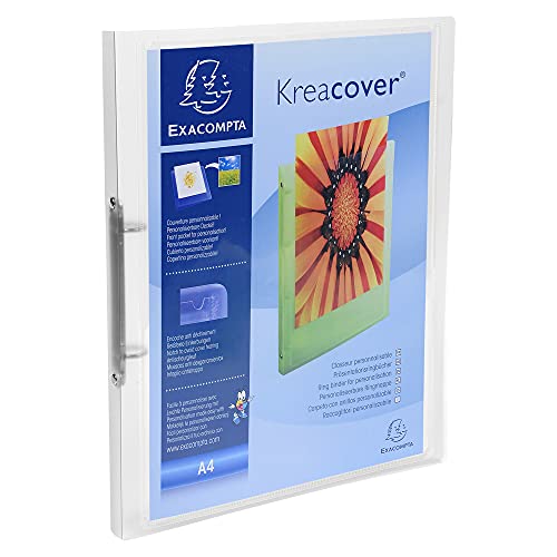 Exacompta 54969E Präsentationshefter KreaCover aus transluzentem Kunststoff. 2 Ring-Mechanik DIN A4 Rücken 20mm ideal für Angebots- und Unternehmenspräsentationen 1 Stück Zufallsfarbe