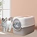 Pugermering Hooded Cat, Fully Enclosed Cat Toilet, Cat Litter Tray Large Pet Pet Supplies, Gray