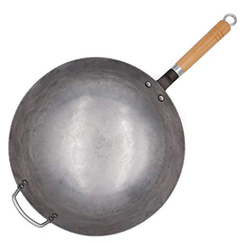 Wok Tradicional de Acero al Carbono con Mango de Madera miniatura 3