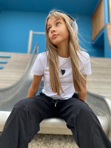 Image of Girls Cargo Pants Elastic Waist Casual Jogger Pants for Girls Streetwear Loose Parachute with Pockets 7-14Years