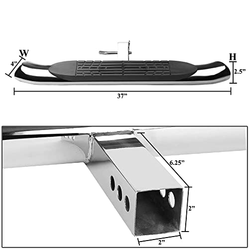 Black Horse Stainless Steel Stainless Steel Rear Hitch Step Compatible With Universal-Universal Universal Universal Fits In Class Iii 2Â€ Hitch Receiver 4" Oval #TOP1