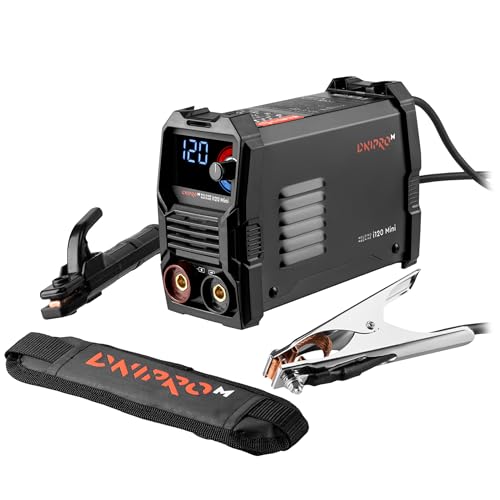Dnipro M Soldador Inverter IGBT MMA 4800W 20–120A, Mini 2,06 kg, Electrodos 1,6–3,2 mm, VRD, Hot Start, Arc Force, Anti Stick, Pantalla LED, 230V (desde 170V), con cables y correa