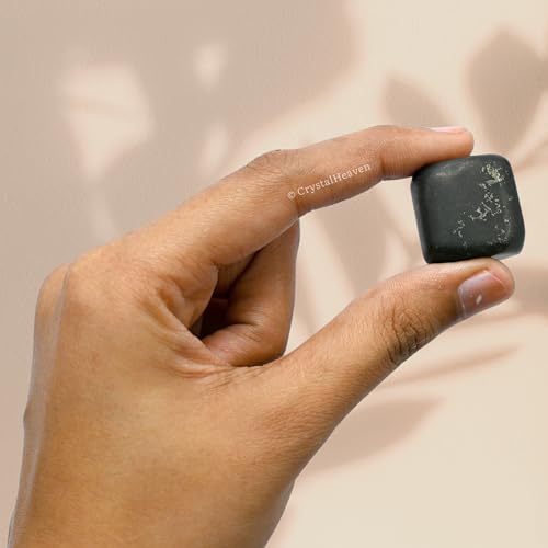 Image of Crystal Heaven Certified Shungite Healing Tumbled Stone,Natural Polished Crystals For Diy Crafts,Manifestation,Meditation,Pooja Feng Shui And Reiki Healing(30 Grams)