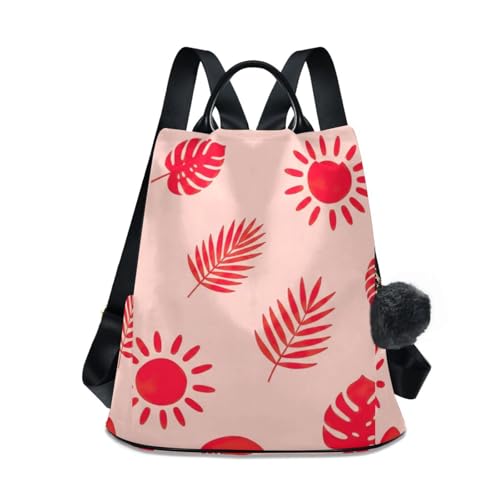 Sac à dos rouge en forme de soleil pour femme anti-vol de voyage