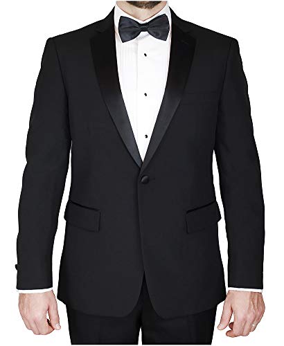 Sir Gregory Men's Fitted Tuxedo Jacket 1 Button Tux Blazer with Satin Notch Lapel